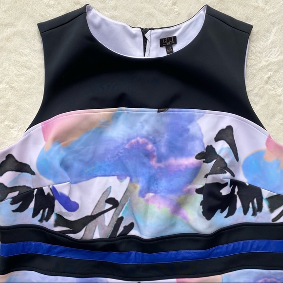 G.I.L.I plus size water color sheath dress Ponte scuba exposed zipper size 22 - Picture 5 of 11